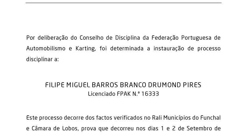 Imagem de Filipe Pires suspenso e com processo disciplinar por parte da FPAK