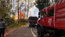 Imagem de Bombeiros e helicóptero combatem incêndio no sítio do Castelejo