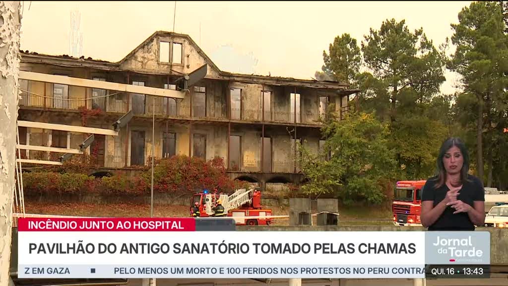 Incêndio no pavilhão do antigo Sanatório da Guarda