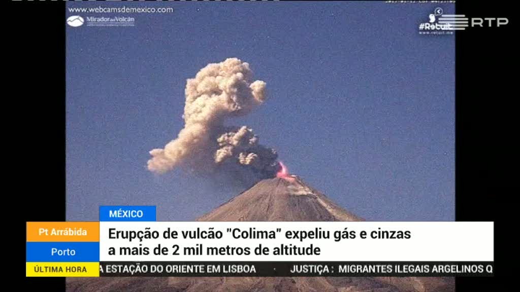 Vulcão Colima expele gás e cinza