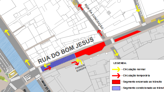 Segunda fase das obras na rua do Bom Jesus começam segunda-feira
