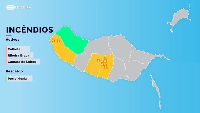 Três frentes de fogo ativas na Madeira
