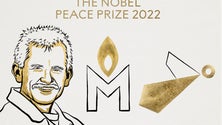 Imagem de Nobel da Paz para bielorrusso Ales Bialiatski e organizações russa e ucraniana