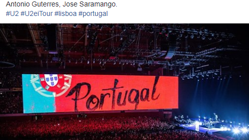 Imagem de U2 agradecem a Lisboa por “ter dado” Cristiano Ronaldo