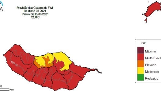 Risco muito elevado de incêndio rural