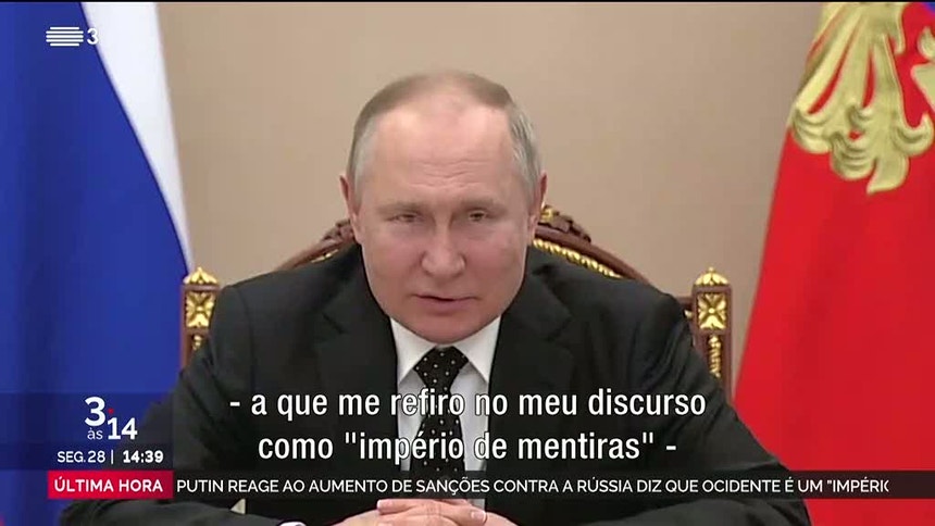 En respuesta a las sanciones.  Putin llama a Occidente un «imperio de mentiras»