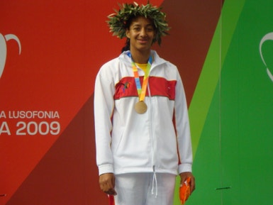 Yahima Ramirez foi a única atleta portuguesa a  subir hoje ao lugar mais alto do pódio