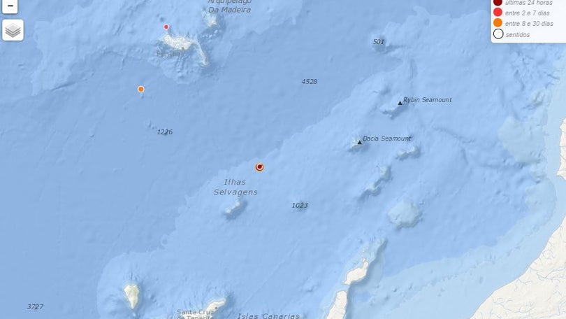 Imagem de Sismo de 2.7 registado na Selvagem Grande