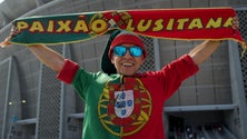 Imagem de Bandeira lusa `engolida` pela multidão húngara mas bem presente