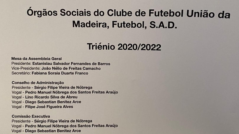 Imagem de Nova Direção do União da Madeira para o triénio 2020-2022 aprovada em Assembleia Geral