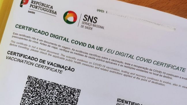 Certificado obtido no Serviço Nacional de Saúde