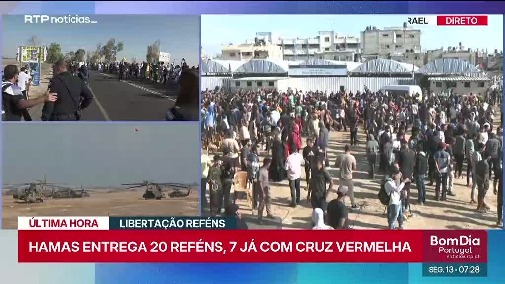 Multidão aguarda em Telavive a entrega de todos os reféns pelo Hamas