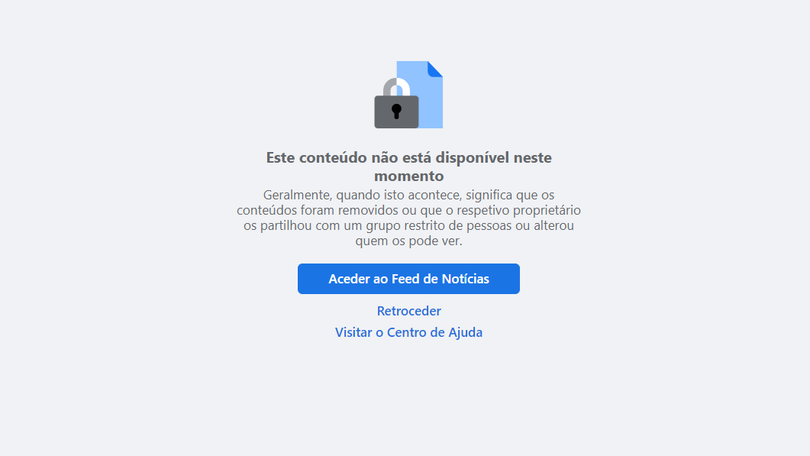 Página do Facebook do Governo Regional indisponível