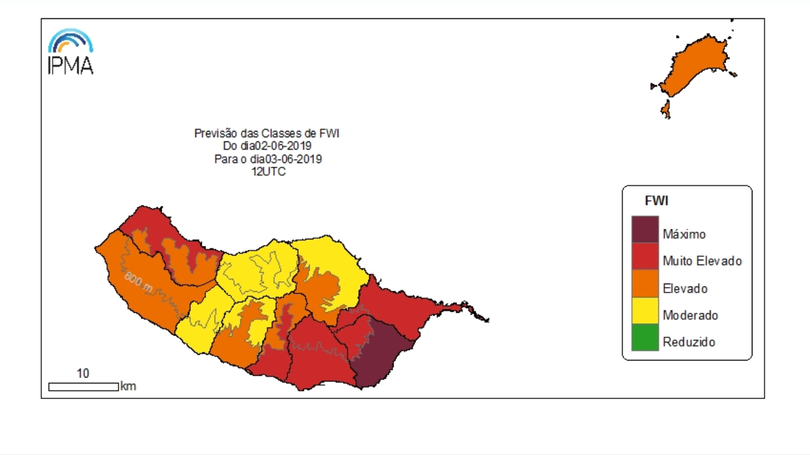 Santa Cruz em risco máximo de incêndio