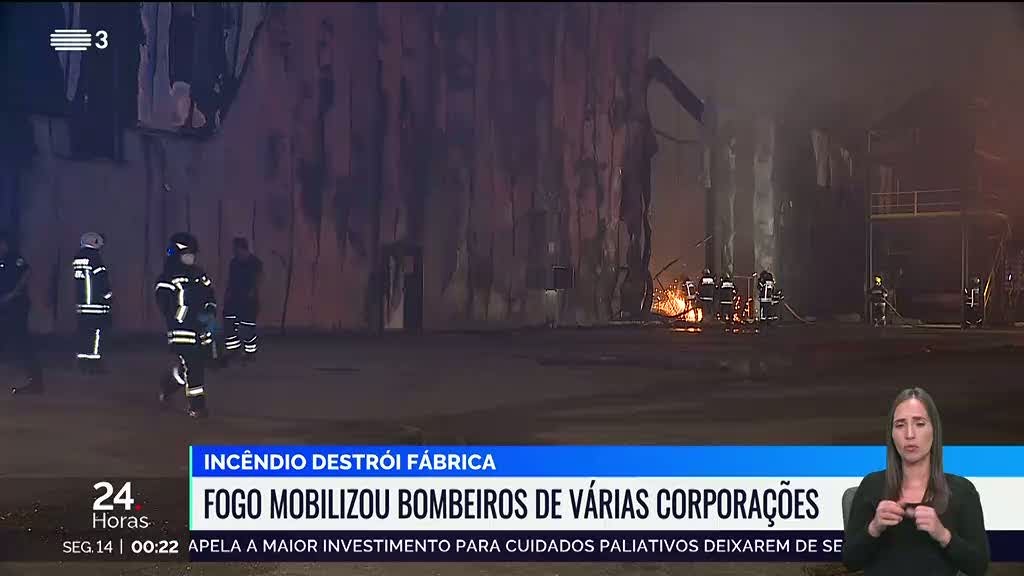 Incêndio em fábrica de paletes combatido por funcionários e bombeiros