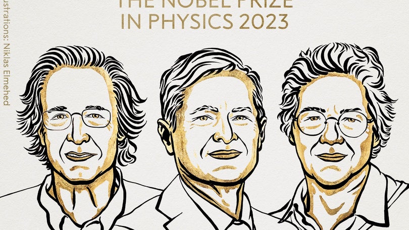 Imagem de Nobel da Física atribuído a cientistas por usarem laser para estudar eletrões
