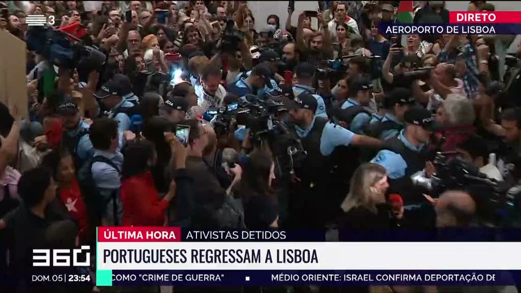 Ativistas portugueses recebidos por centenas de pessoas no aeroporto de Lisboa