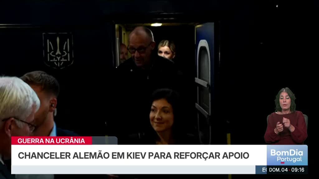 Ponte em Kiev atingida por drones russos em dia de visita de chanceler alemão