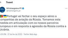 Imagem de Portugal proíbe voos russos