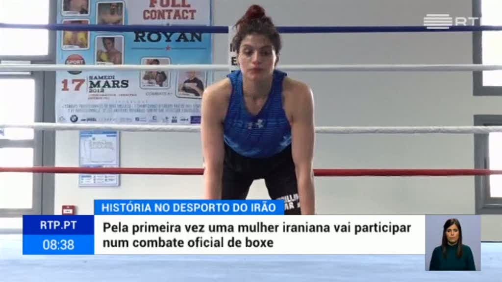 Mulher iraniana estreia-se num combate oficial de boxe