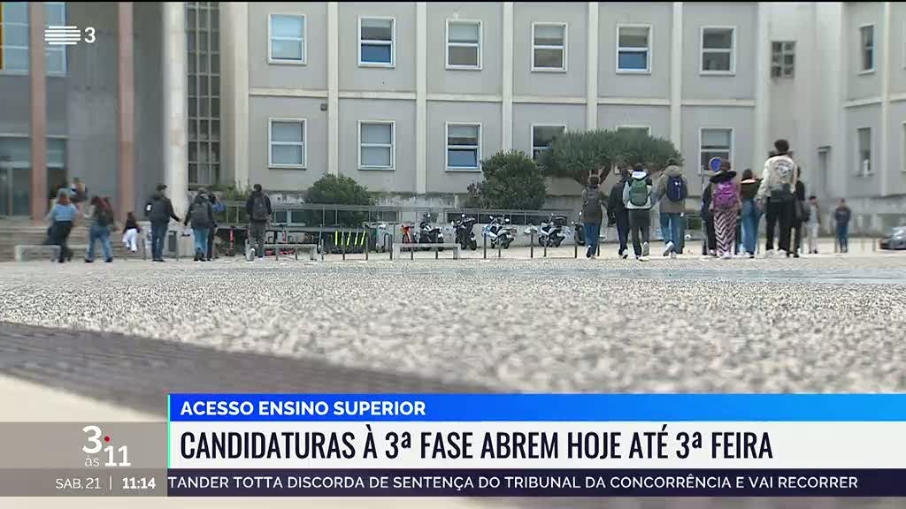 Candidaturas à 3ª fase do ensino superior decorrem até terça-feira