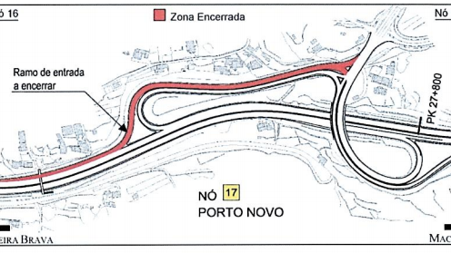 Encerramento da entrada da Via Rápida nó 17 (Porto Novo)