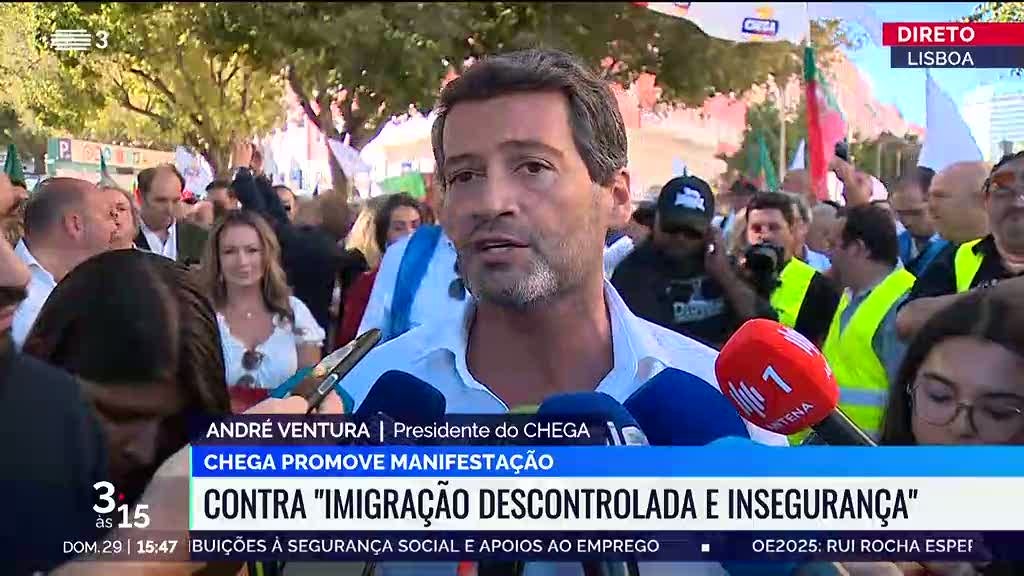 Manifestação contra imigração em Lisboa. André Ventura fala em "momento histórico"