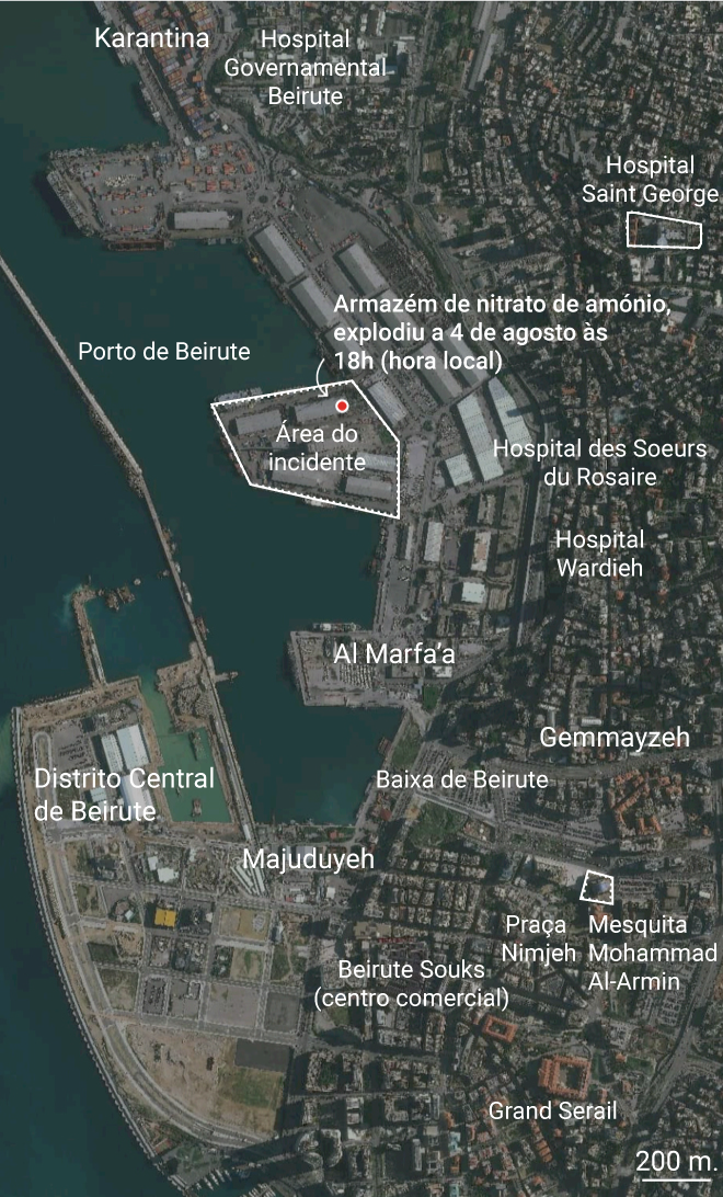 imagem de satélite área afetada