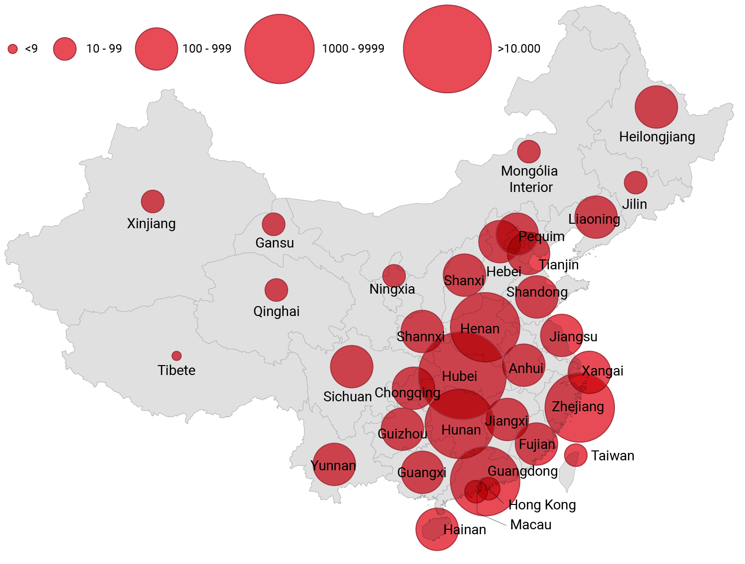 mapa china casos de corononavírus