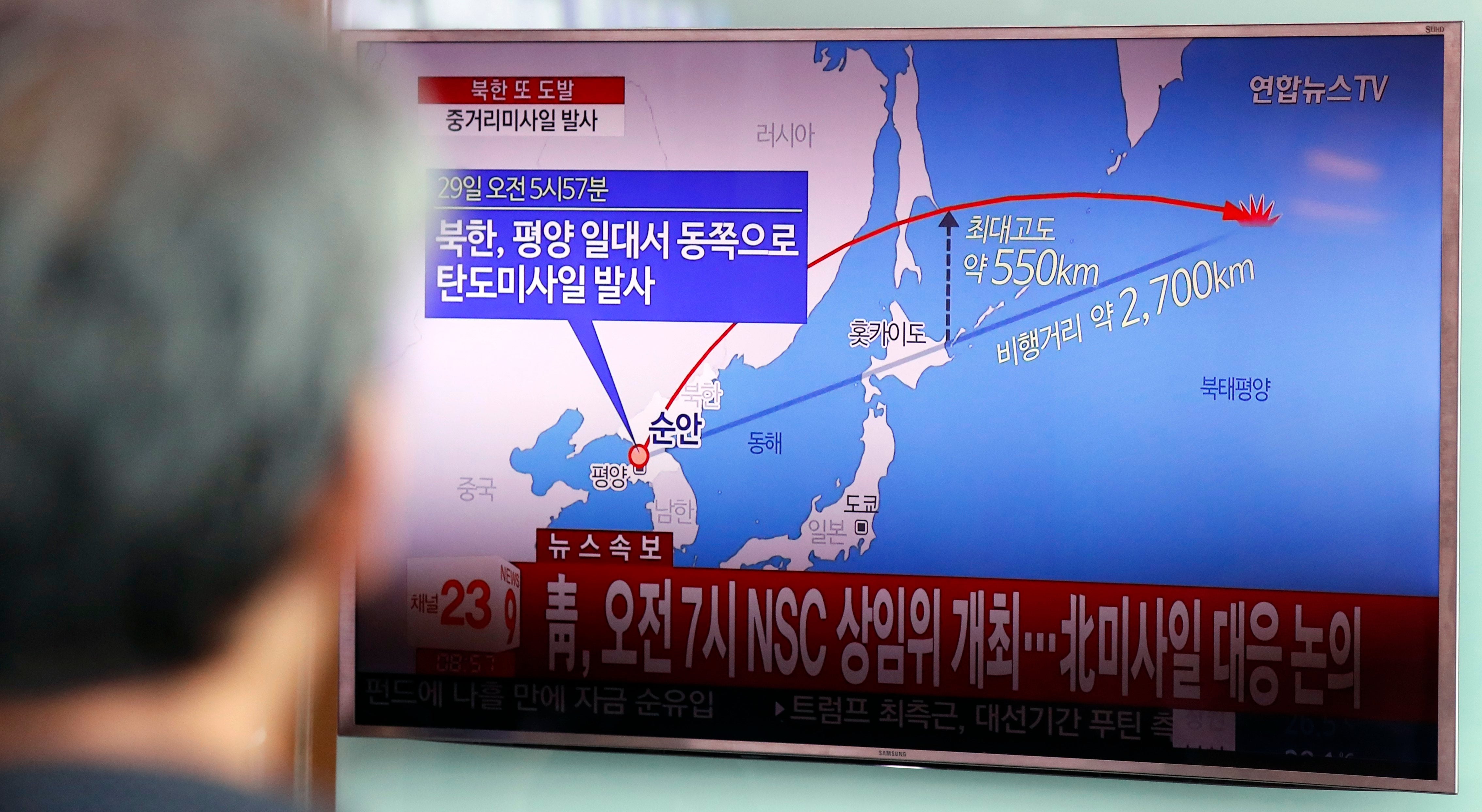 Resultado de imagem para míssil lançado pela coreia do norte