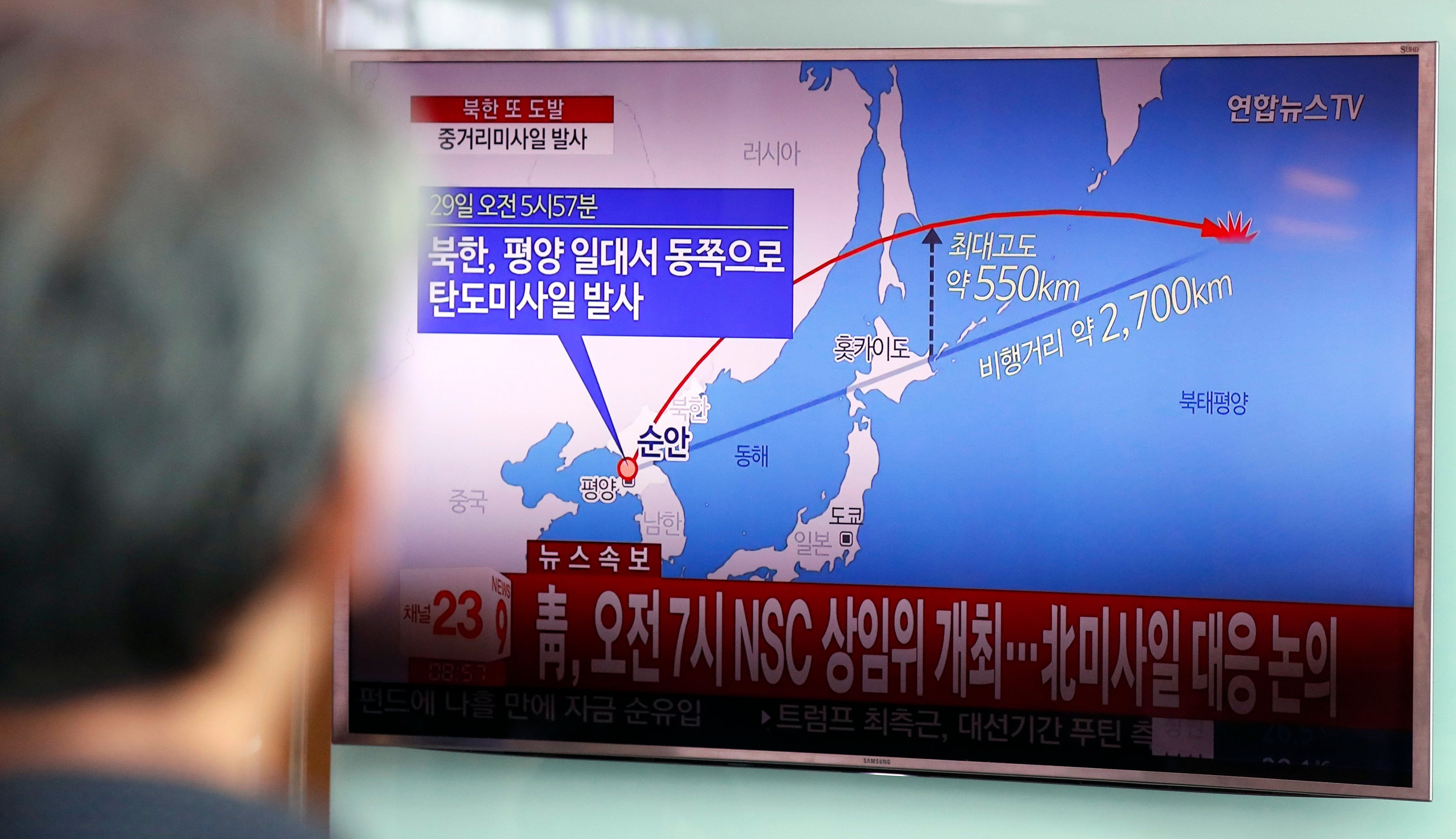 Resultado de imagem para míssil lançado pela coreia do norte