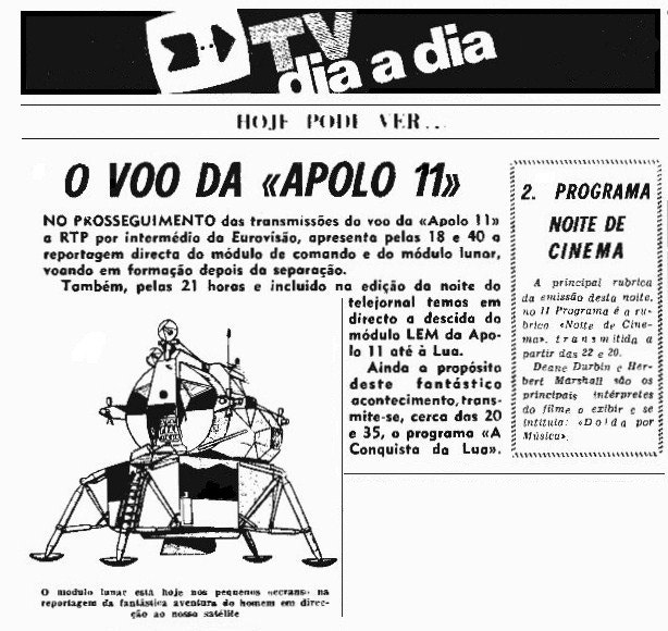  Programa&ccedil;&atilde;o para o dia 21 de julho de 1969 