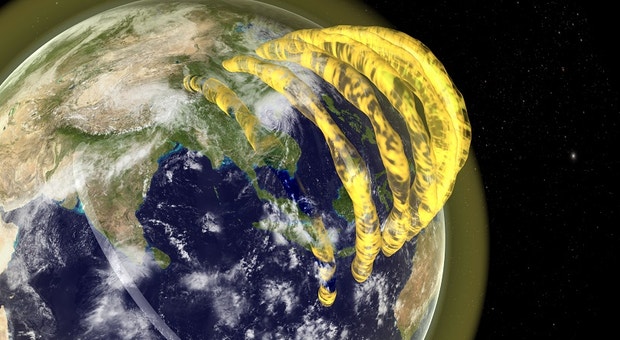 Representação dos tubos de plasma em redor da Terra
