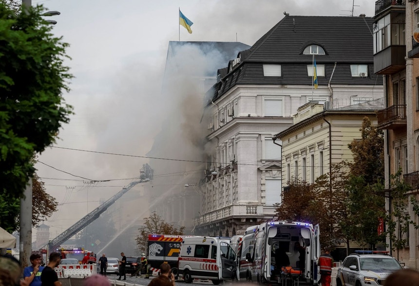 Imagem de Drone russo atinge sede das secretas ucranianas em Kiev