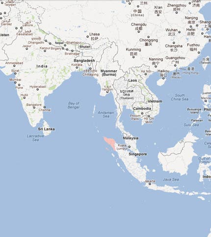A região de Aceh fica localizada no norte da ilha de Sumatra, Indonésia.