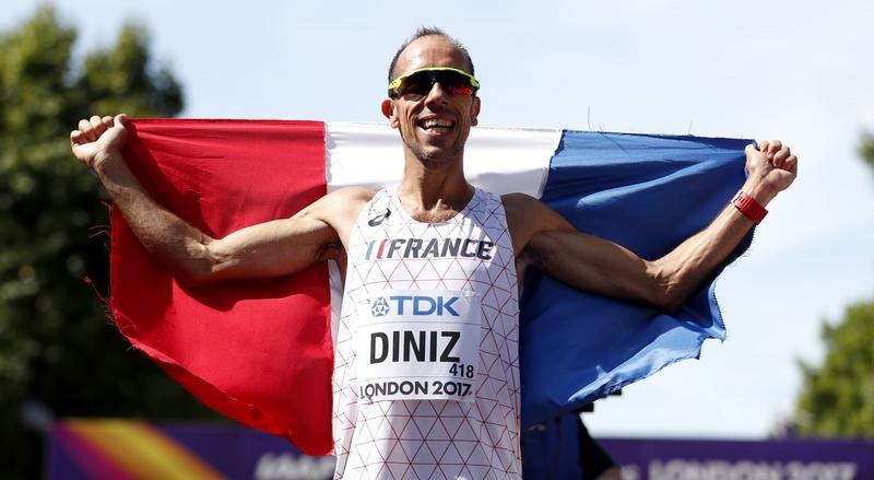 Yohann Diniz é tricampeão europeu e detém o recorde mundial de 50 quilómetros marcha.
