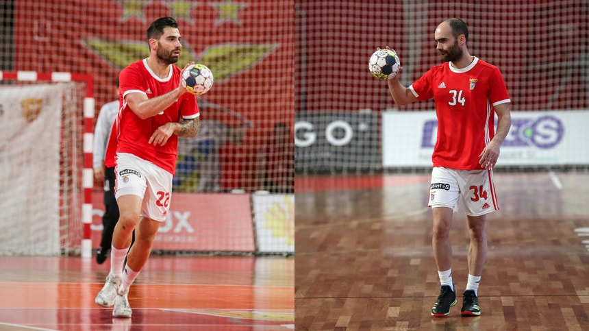 Nuno Grilo e Fábio Vidrago, da esquerda para a direita na foto, deixam a equipa de andebol do Benfica
