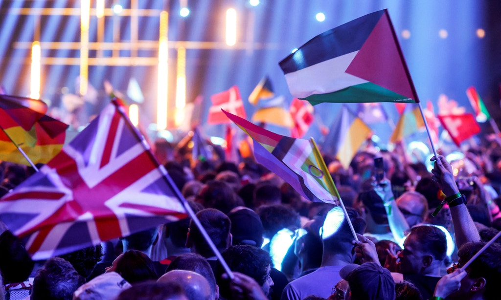 Imagem ilustrativa: Cores palestinianas na plateia do Festival da Canção 2026