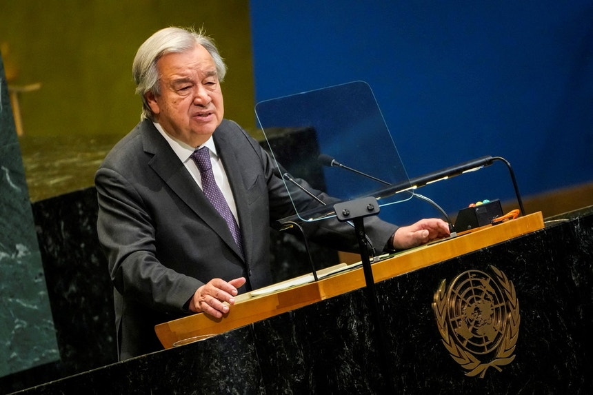 Imagem de Guterres abre último debate da Assembleia-Geral enquanto líder da ONU