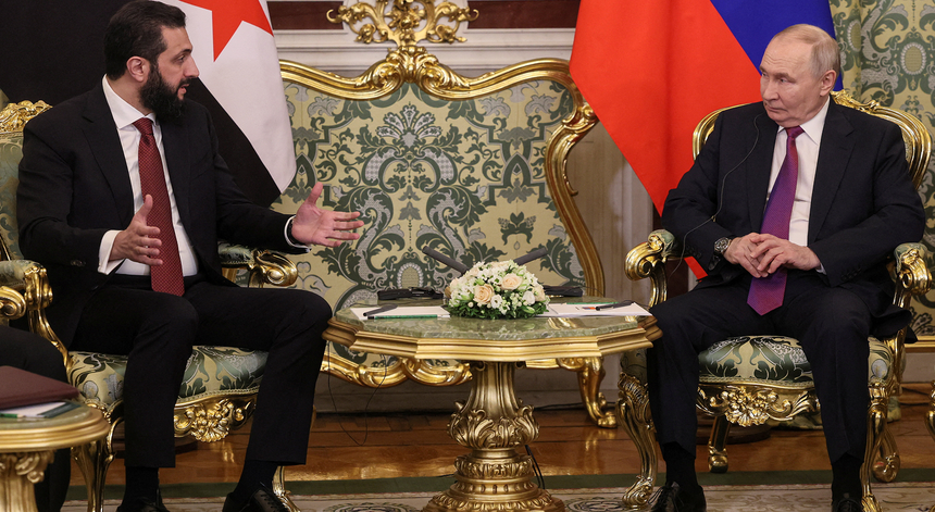 Imagem ilustrativa: Al-Sharaa reúne-se com Putin após retirada de tropas russas do nordeste da Síri