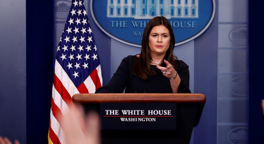 A assessora de imprensa da Casa Branca, Sarah Huckabee Sanders, negou que tenha sido feita uma declaração de guerra à Coreia do Norte. Foto: Jonathan Ernst - Reuters