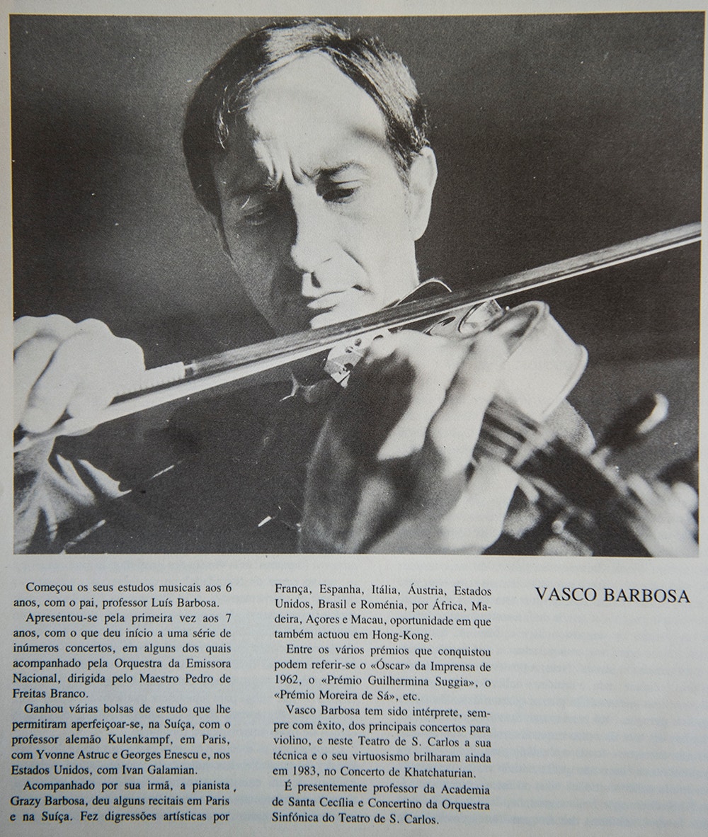  Violinista Vasco Barbosa no concerto comemorativo do anivers&aacute;rio do DN em 29/12/1984 