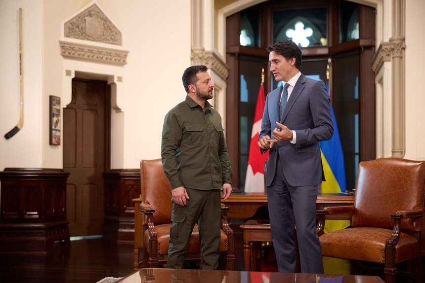 Volodymyr Zelensky e Justin Trudeau no Canadá
