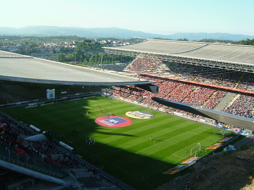 Estádio Municipal de Braga durante a partida contra o Estoril Praia.