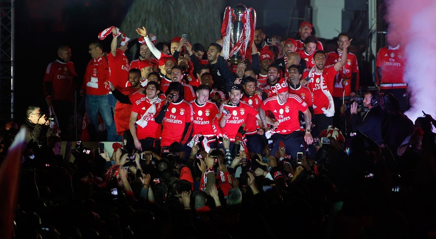 A festa celebrou o 35.º campeonato ganho pelo Benfica e o terceiro consecutivo
