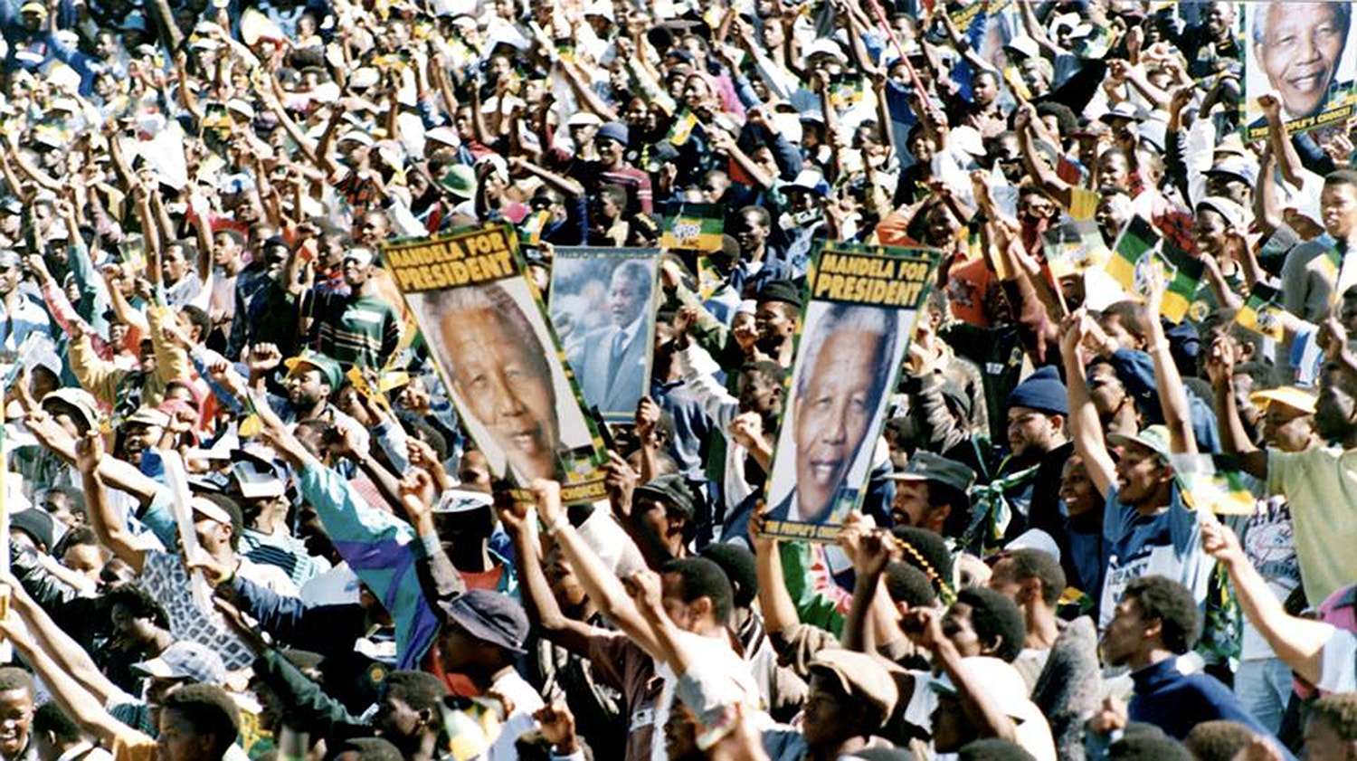  Com&iacute;cio no Est&aacute;dio FNB no Soweto para as primeiras elei&ccedil;&otilde;es multirraciais na &Aacute;frica do Sul. (1994) /Foto: Ant&oacute;nio Mateus - RTP 