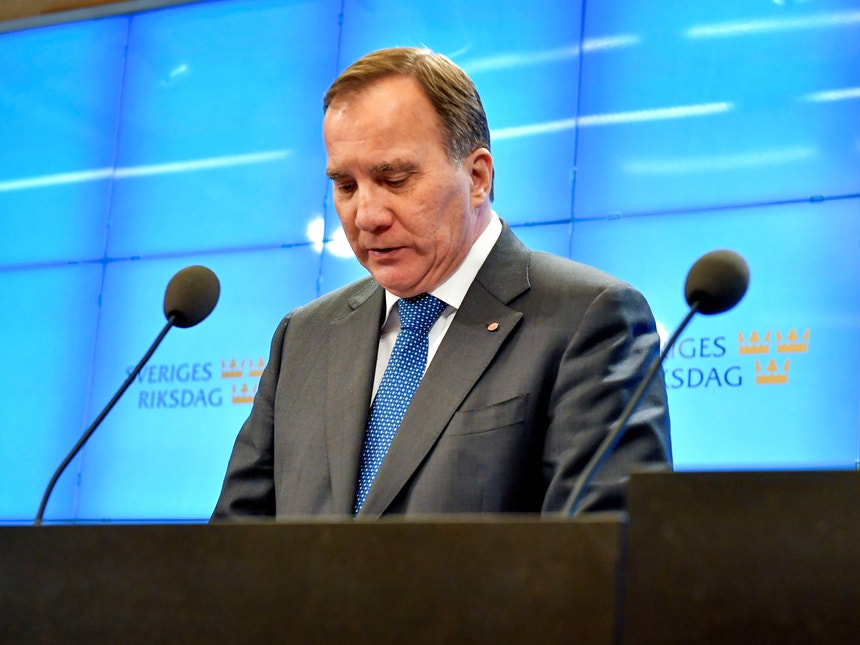 Stefan Lofven no Parlamento sueco a anunciar que desiste de formar Governo
