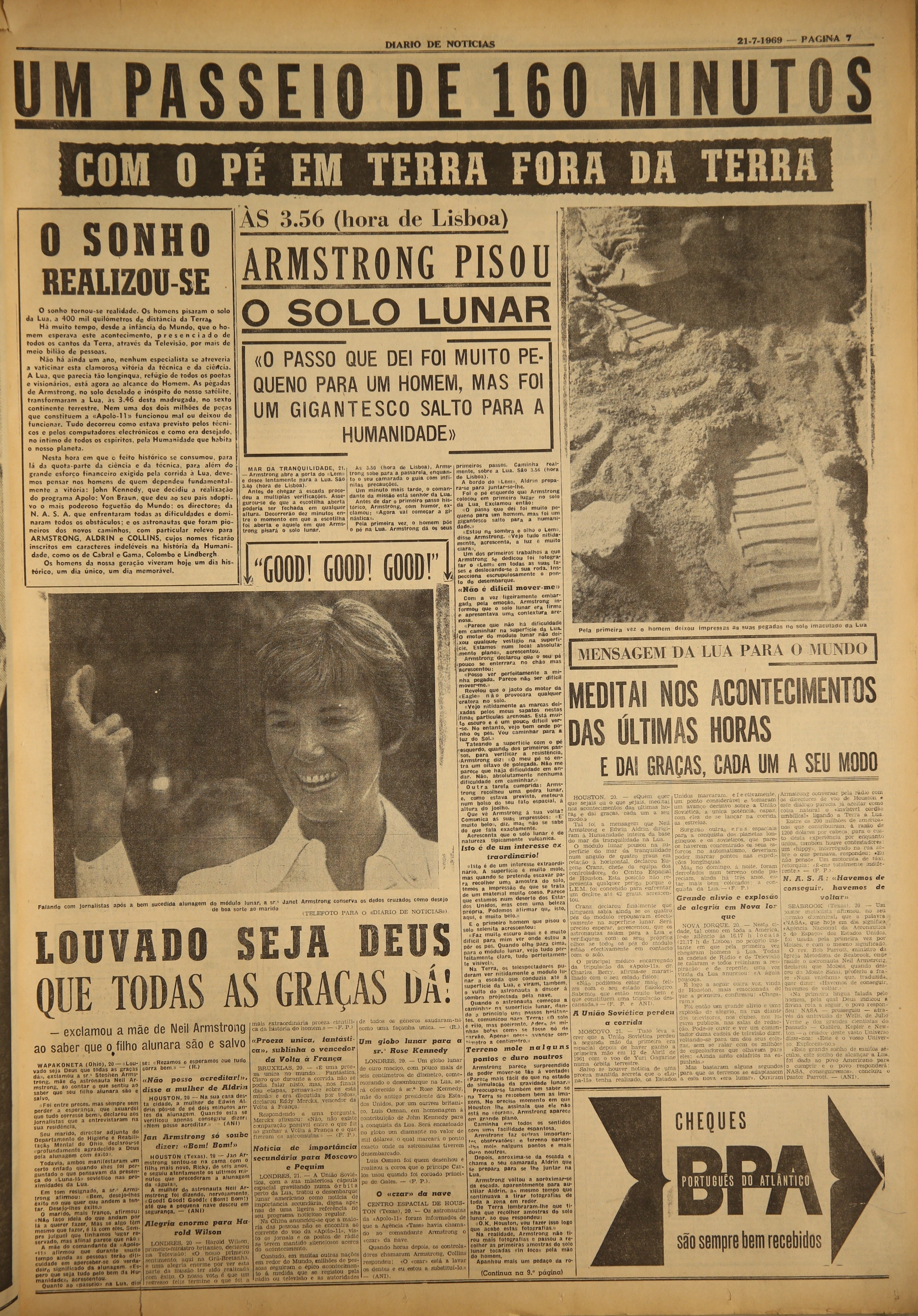 Jornal &quot;Di&aacute;rio de Not&iacute;cias&quot; (21 julho 1969)  
