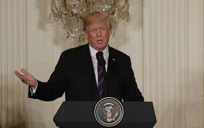 Donald Trump na Casa Branca dia 3 de abril de 2018
