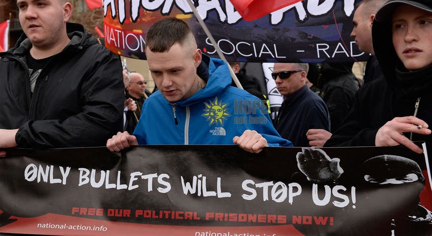 Manifestantes da National Action em Março de 2015 em Newcastle.